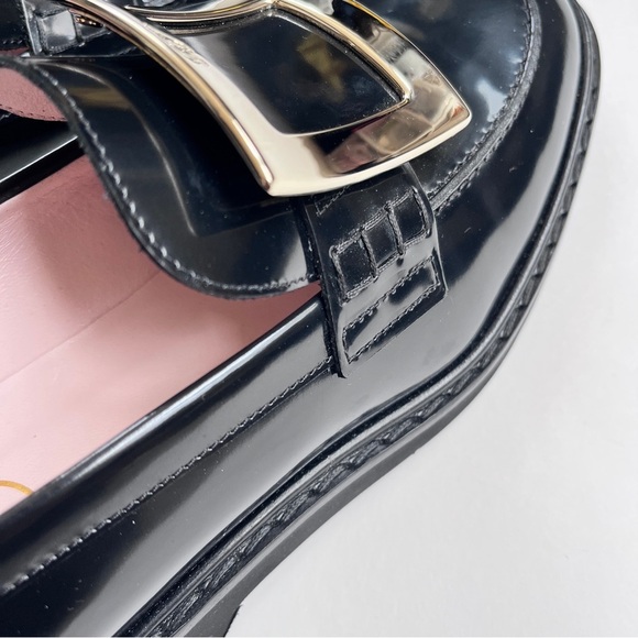 Roger Vivier Viv' Rangers Black Patent Leather Women’s  Loafers 39 US 9 - Picture 7 of 15